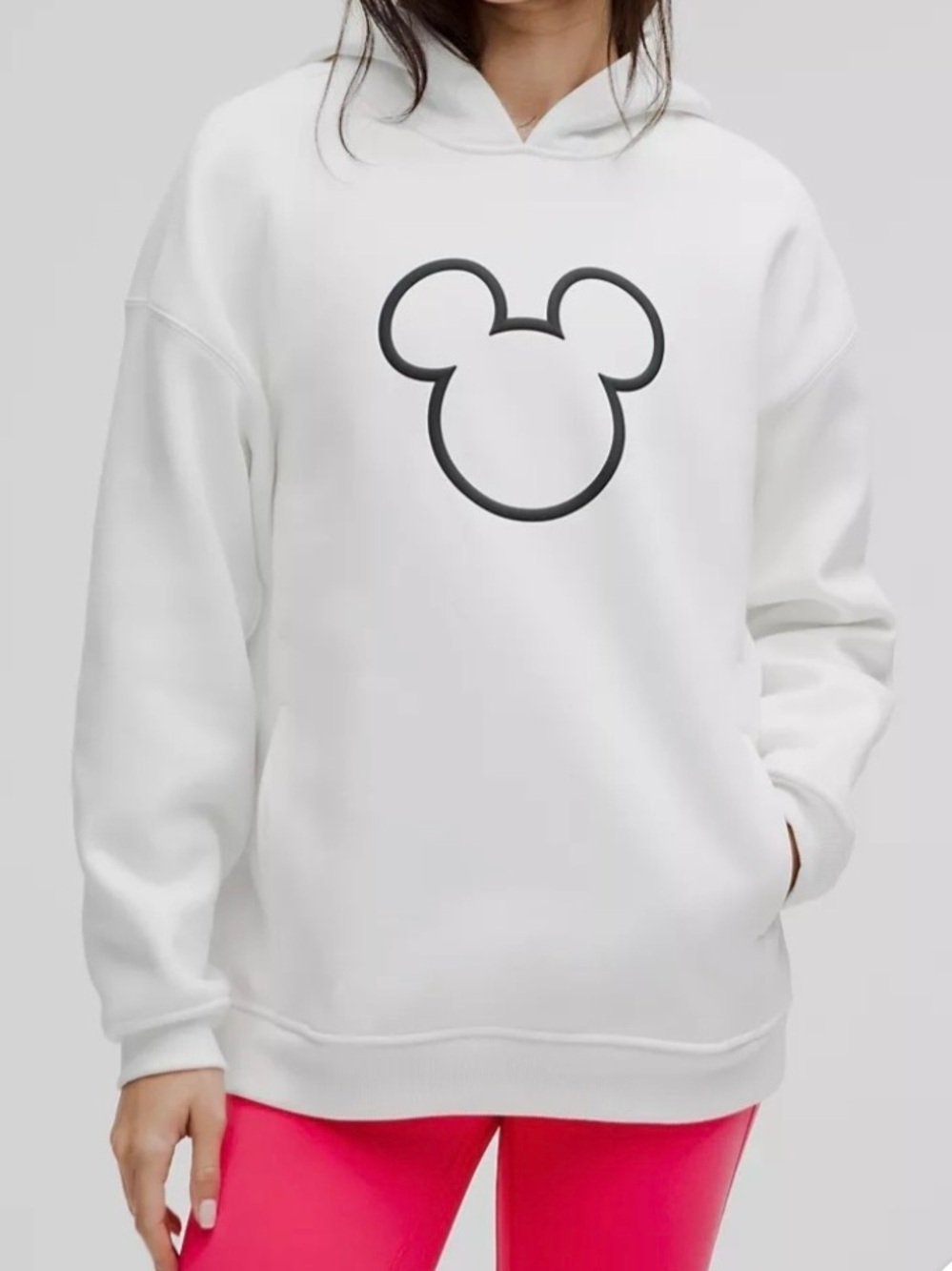 Lululemon  White Hoodie with Black Mickey Outline Graphic